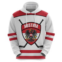 Austria Ice Hockey Custom Zip Hoodie Austrian Eagle Shield White Version