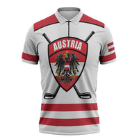 Austria Ice Hockey Custom Zipper Polo Shirt Austrian Eagle Shield White Version