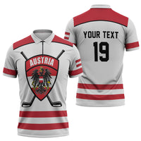 Austria Ice Hockey Custom Zipper Polo Shirt Austrian Eagle Shield White Version
