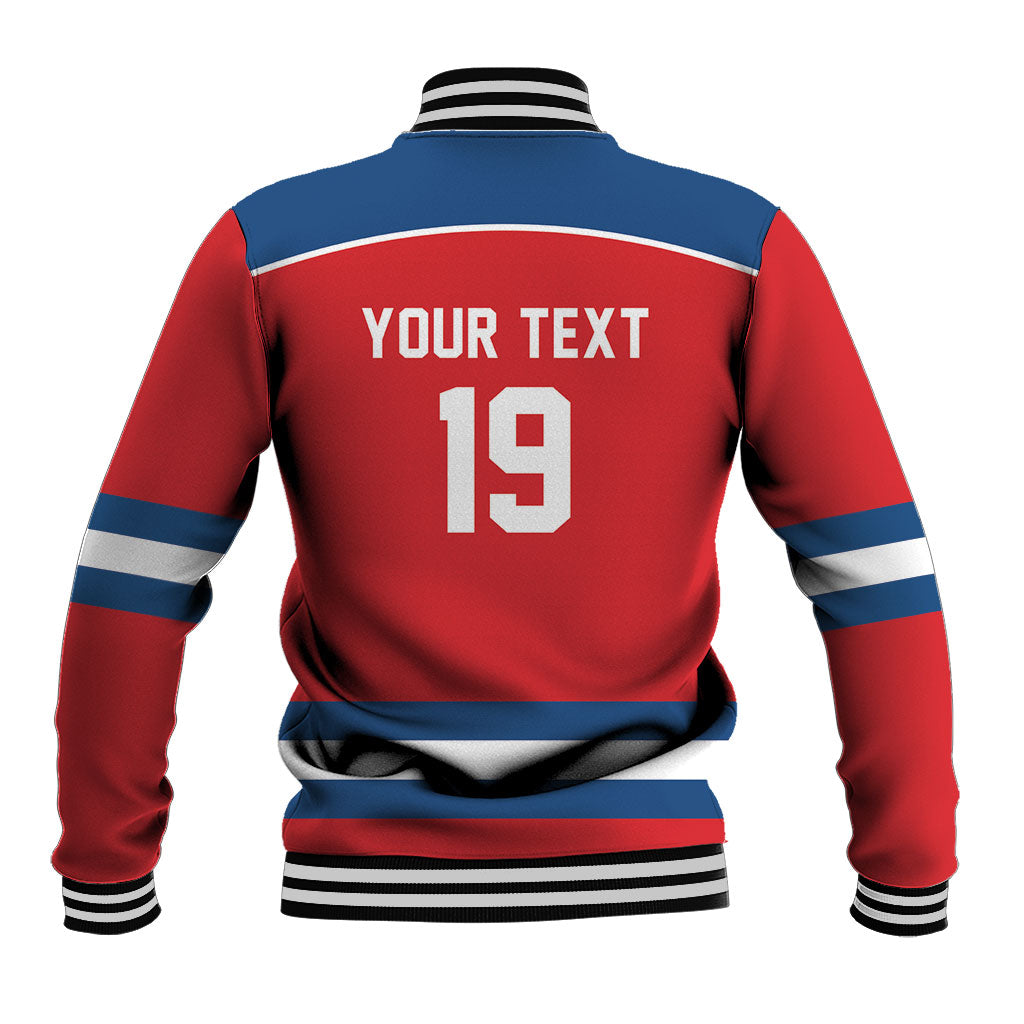Czech Republic Ice Hockey Custom Baseball Jacket Czechia Lion Shield Red Version