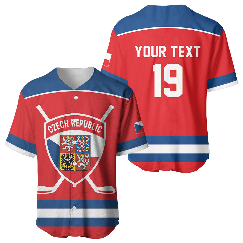Czech Republic Ice Hockey Custom Baseball Jersey Czechia Lion Shield Red Version