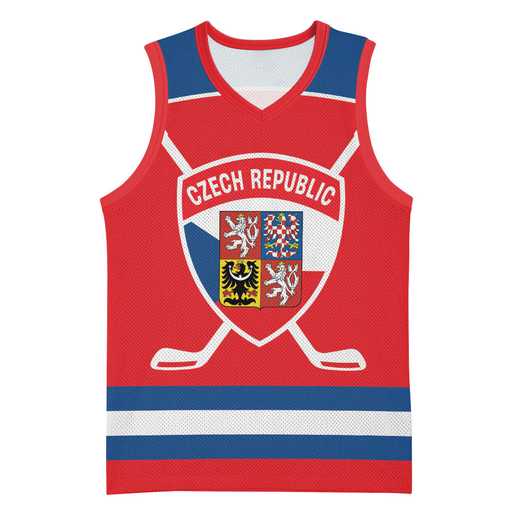 Czech Republic Ice Hockey Custom Basketball Jersey Czechia Lion Shield Red Version