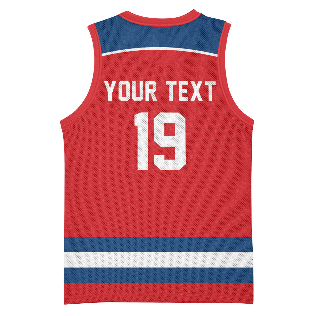 Czech Republic Ice Hockey Custom Basketball Jersey Czechia Lion Shield Red Version