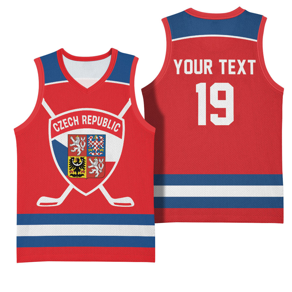 Czech Republic Ice Hockey Custom Basketball Jersey Czechia Lion Shield Red Version
