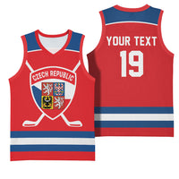 Czech Republic Ice Hockey Custom Basketball Jersey Czechia Lion Shield Red Version