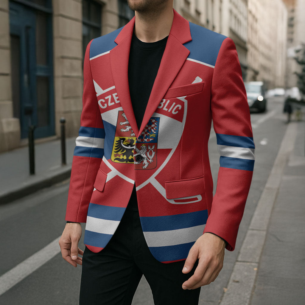 Czech Republic Ice Hockey Custom Blazer Czechia Lion Shield Red Version