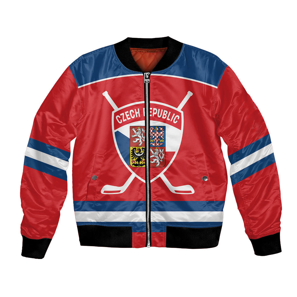 Czech Republic Ice Hockey Custom Bomber Jacket Czechia Lion Shield Red Version