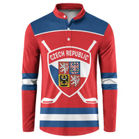 Czech Republic Ice Hockey Custom Button Sweatshirt Czechia Lion Shield Red Version