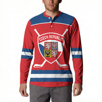 Czech Republic Ice Hockey Custom Button Sweatshirt Czechia Lion Shield Red Version