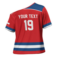 Czech Republic Ice Hockey Custom Cross Shoulder Shirt Czechia Lion Shield Red Version