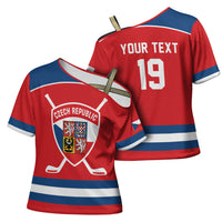 Czech Republic Ice Hockey Custom Cross Shoulder Shirt Czechia Lion Shield Red Version