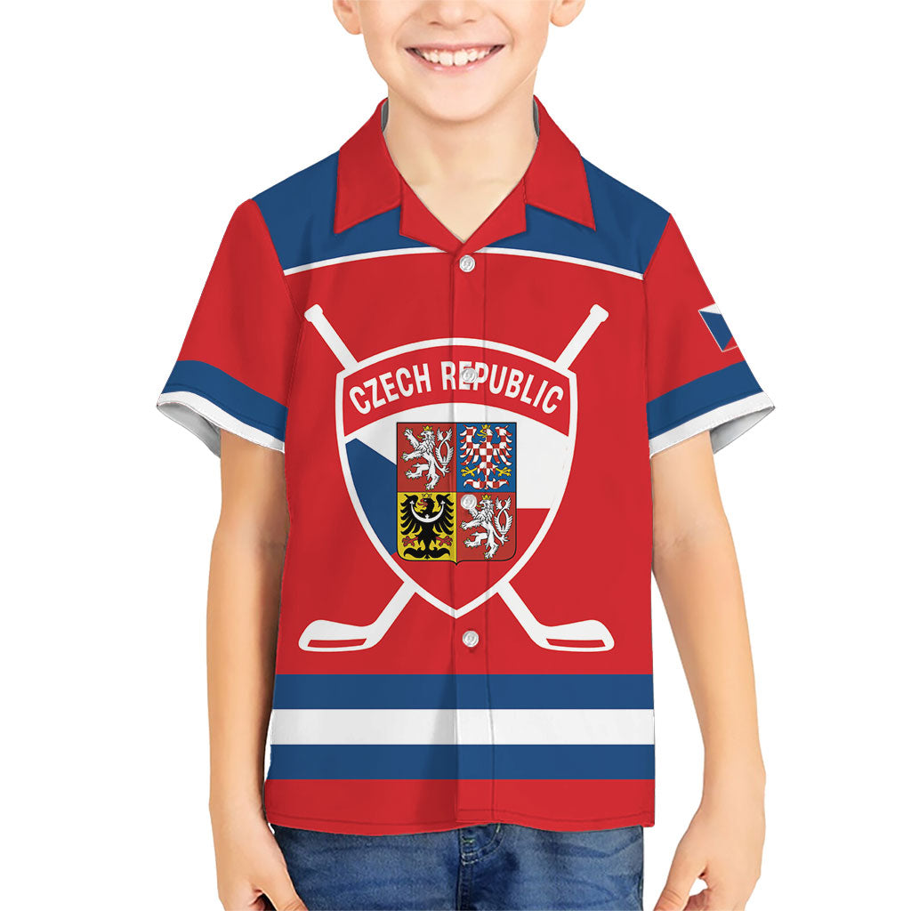 Czech Republic Ice Hockey Custom Hawaiian Shirt Czechia Lion Shield Red Version