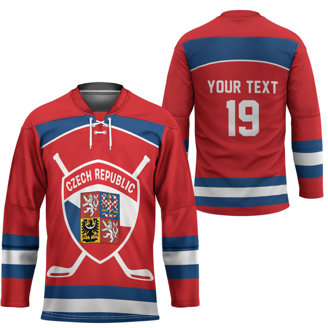 Czech Republic Ice Hockey Custom Hockey Jersey Czechia Lion Shield Red Version
