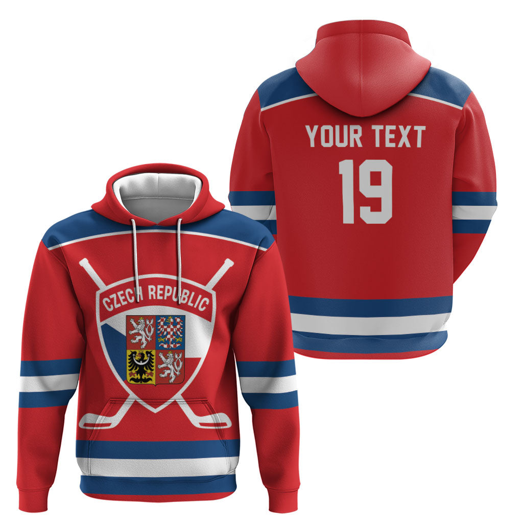 Czech Republic Ice Hockey Custom Hoodie Czechia Lion Shield Red Version
