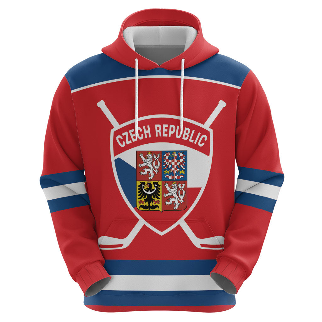 Czech Republic Ice Hockey Custom Hoodie Czechia Lion Shield Red Version