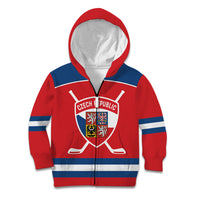 Czech Republic Ice Hockey Custom Kid Hoodie Czechia Lion Shield Red Version