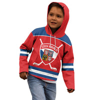 Czech Republic Ice Hockey Custom Kid Hoodie Czechia Lion Shield Red Version