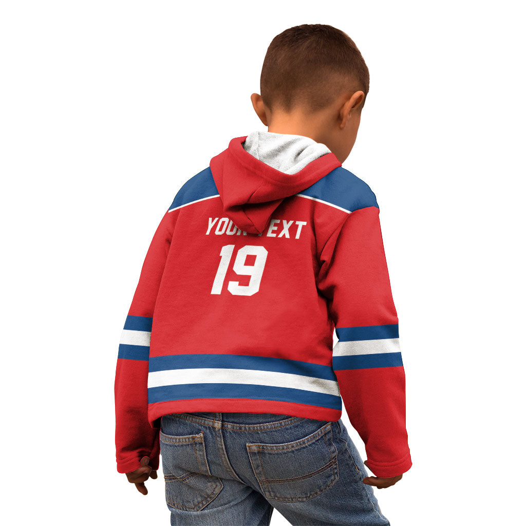 Czech Republic Ice Hockey Custom Kid Hoodie Czechia Lion Shield Red Version