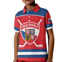 Czech Republic Ice Hockey Custom Kid Polo Shirt Czechia Lion Shield Red Version