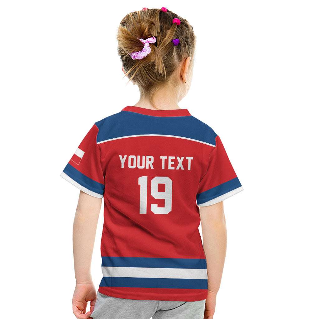 Czech Republic Ice Hockey Custom Kid T Shirt Czechia Lion Shield Red Version