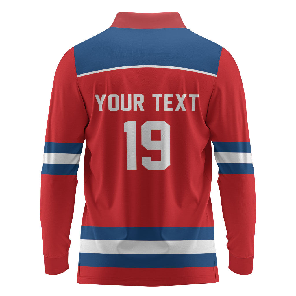 Czech Republic Ice Hockey Custom Long Sleeve Polo Shirt Czechia Lion Shield Red Version