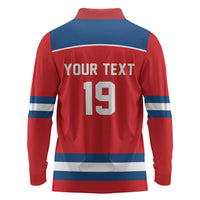 Czech Republic Ice Hockey Custom Long Sleeve Polo Shirt Czechia Lion Shield Red Version