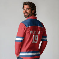 Czech Republic Ice Hockey Custom Long Sleeve Polo Shirt Czechia Lion Shield Red Version