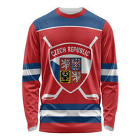 Czech Republic Ice Hockey Custom Long Sleeve Shirt Czechia Lion Shield Red Version