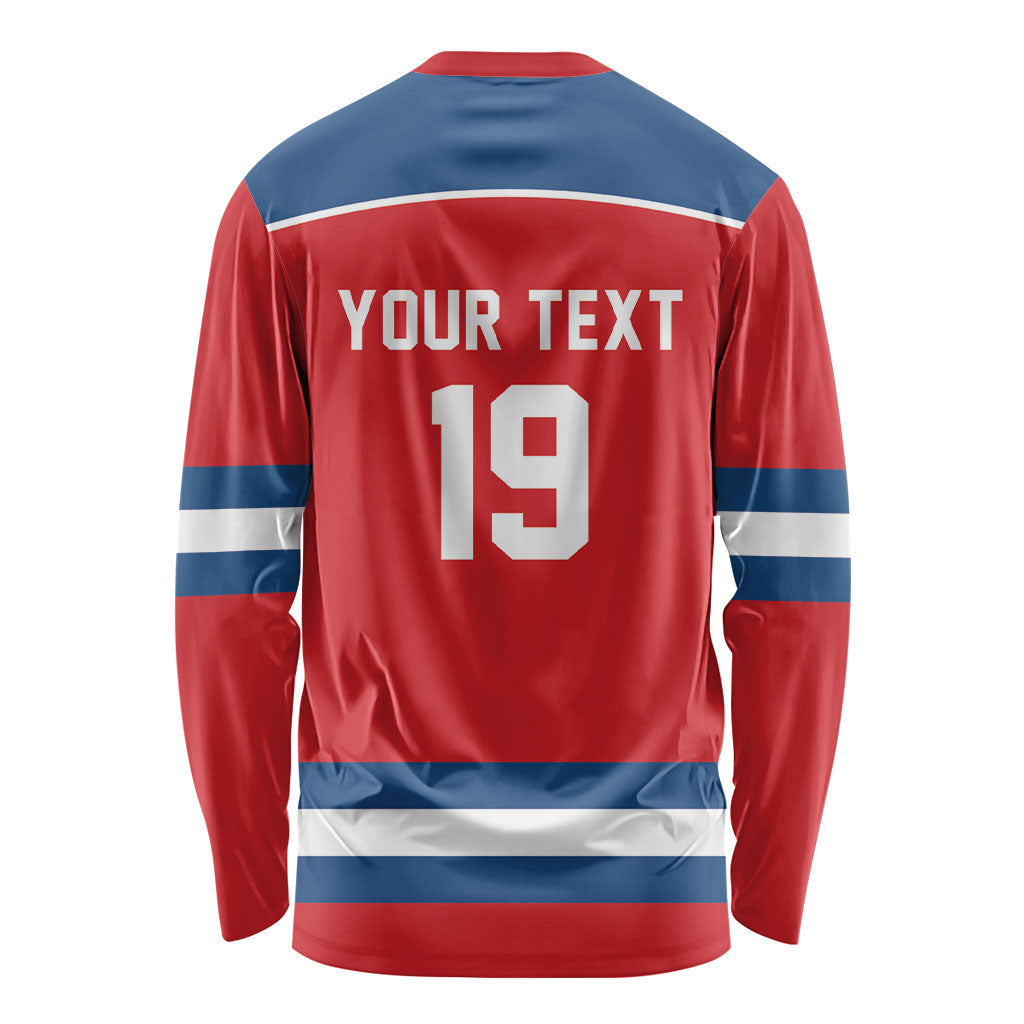Czech Republic Ice Hockey Custom Long Sleeve Shirt Czechia Lion Shield Red Version