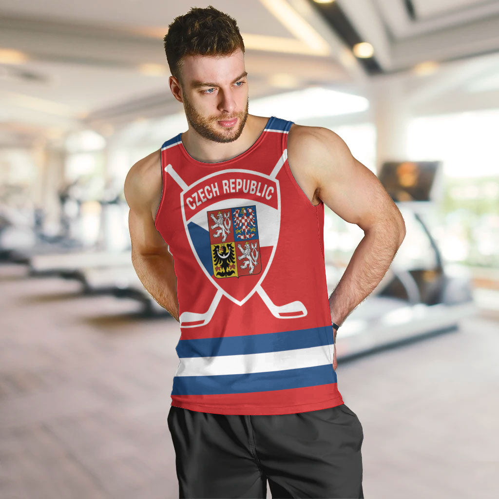 Czech Republic Ice Hockey Custom Men Tank Top Czechia Lion Shield Red Version