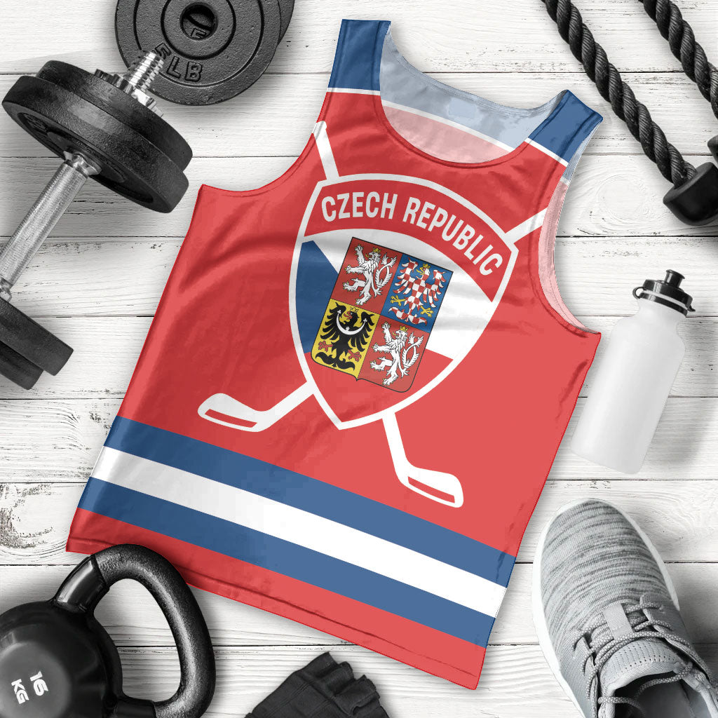 Czech Republic Ice Hockey Custom Men Tank Top Czechia Lion Shield Red Version