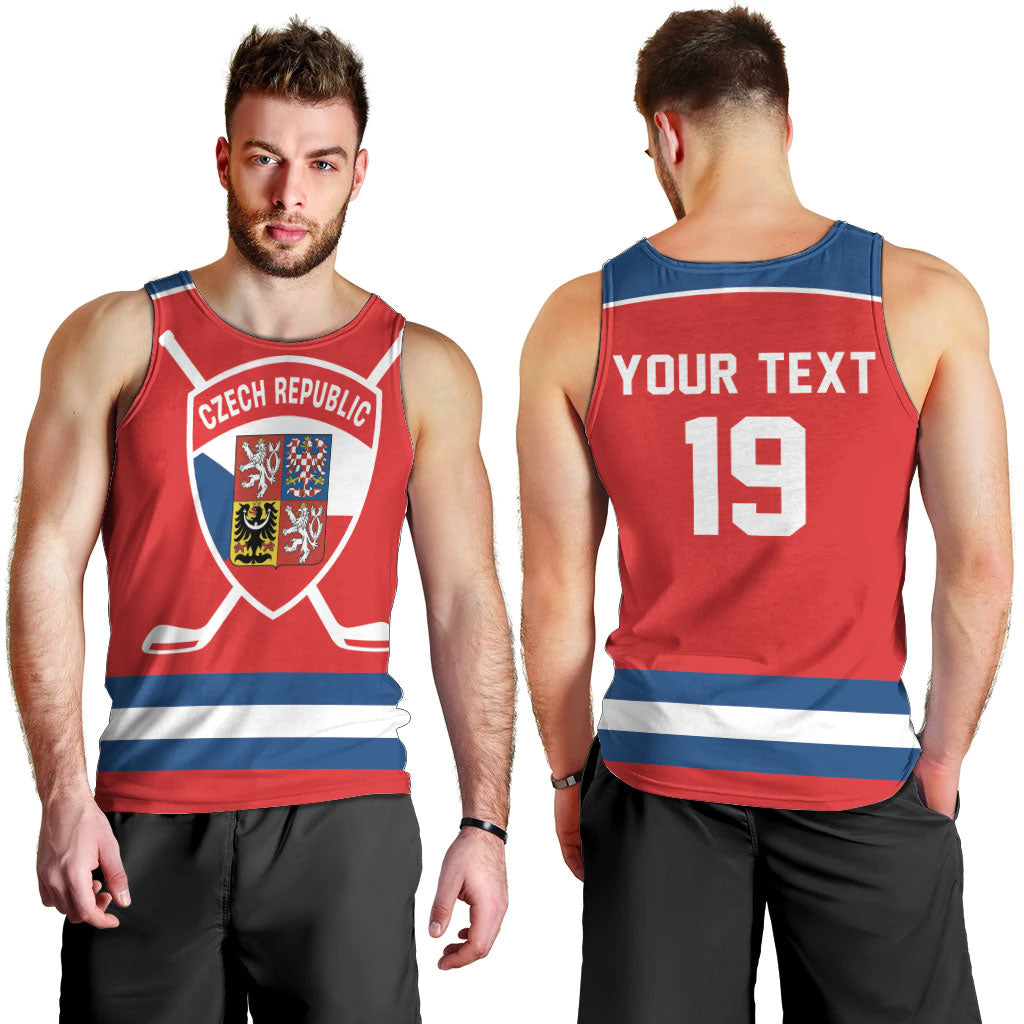 Czech Republic Ice Hockey Custom Men Tank Top Czechia Lion Shield Red Version