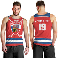 Czech Republic Ice Hockey Custom Men Tank Top Czechia Lion Shield Red Version