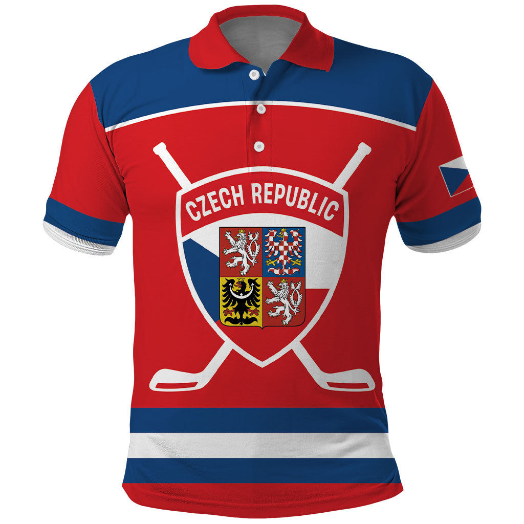 Czech Republic Ice Hockey Custom Polo Shirt Czechia Lion Shield Red Version