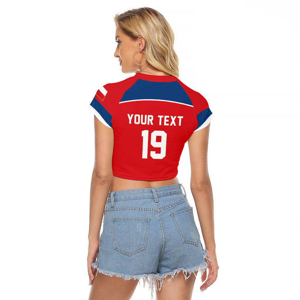 Czech Republic Ice Hockey Custom Raglan Cropped T Shirt Czechia Lion Shield Red Version