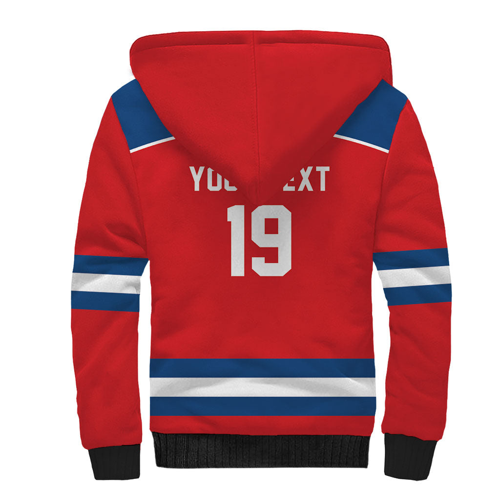 Czech Republic Ice Hockey Custom Sherpa Hoodie Czechia Lion Shield Red Version