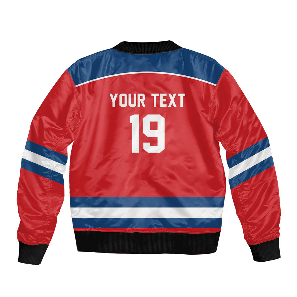 Czech Republic Ice Hockey Custom Sleeve Zip Bomber Jacket Czechia Lion Shield Red Version