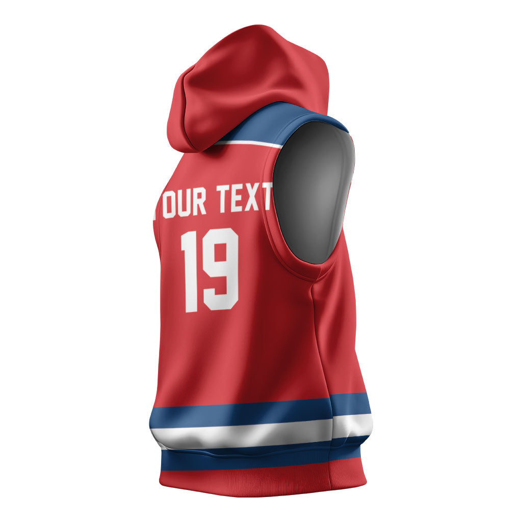 Czech Republic Ice Hockey Custom Sleeveless Hoodie Czechia Lion Shield Red Version