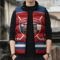 Czech Republic Ice Hockey Custom Sleeveless Puffer Jacket Czechia Lion Shield Red Version