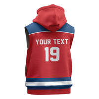 Czech Republic Ice Hockey Custom Sleeveless Zip Hoodie Czechia Lion Shield Red Version