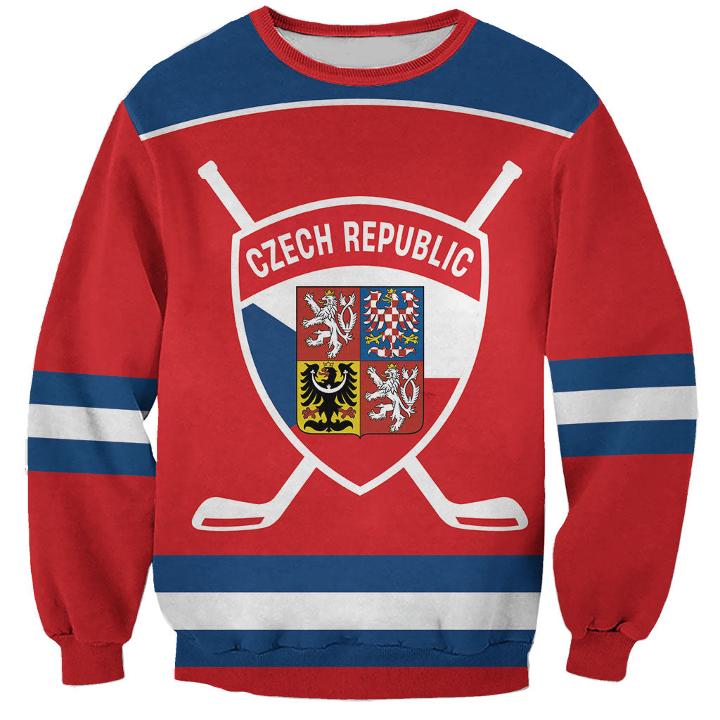 Czech Republic Ice Hockey Custom Sweatshirt Czechia Lion Shield Red Version