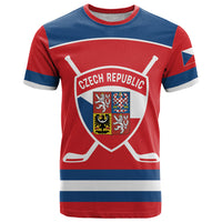 Czech Republic Ice Hockey Custom T Shirt Czechia Lion Shield Red Version