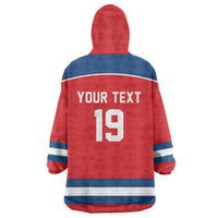 Czech Republic Ice Hockey Custom Wearable Blanket Hoodie Czechia Lion Shield Red Version