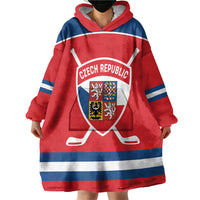Czech Republic Ice Hockey Custom Wearable Blanket Hoodie Czechia Lion Shield Red Version