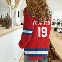 Czech Republic Ice Hockey Custom Women Casual Shirt Czechia Lion Shield Red Version