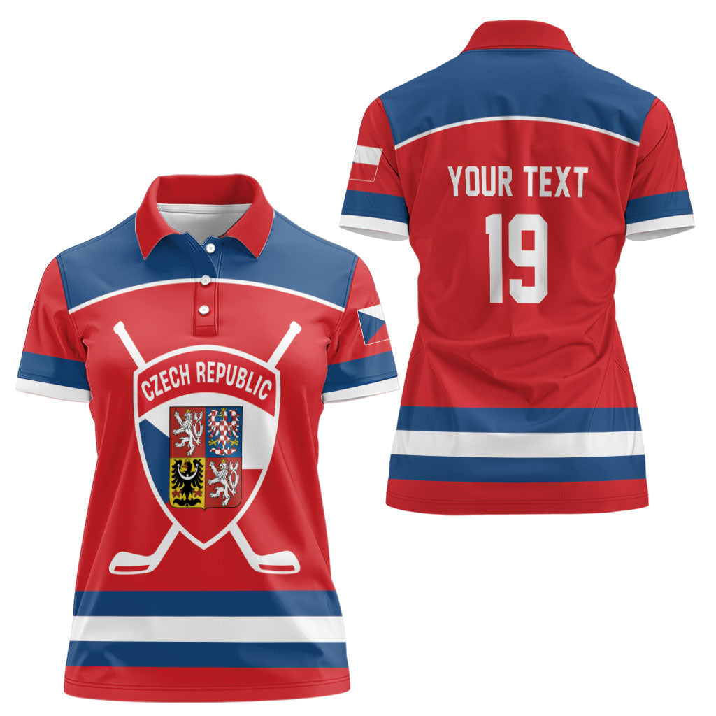 Czech Republic Ice Hockey Custom Women Polo Shirt Czechia Lion Shield Red Version