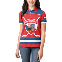 Czech Republic Ice Hockey Custom Women Polo Shirt Czechia Lion Shield Red Version