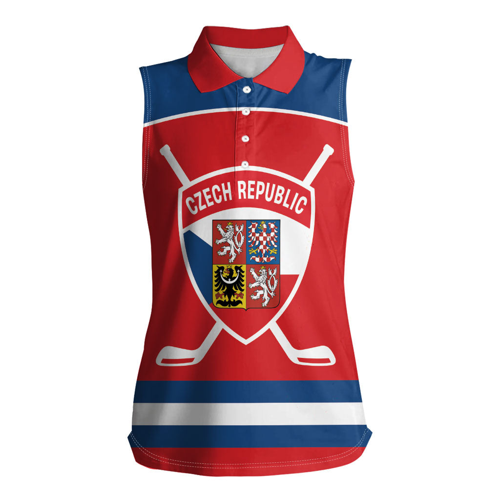 Czech Republic Ice Hockey Custom Women Sleeveless Polo Shirt Czechia Lion Shield Red Version