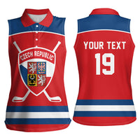 Czech Republic Ice Hockey Custom Women Sleeveless Polo Shirt Czechia Lion Shield Red Version