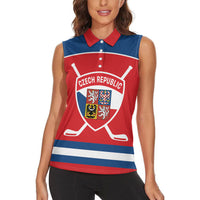 Czech Republic Ice Hockey Custom Women Sleeveless Polo Shirt Czechia Lion Shield Red Version